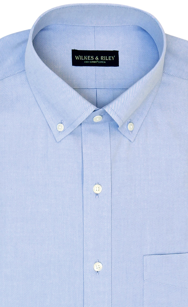 Tailored Fit Blue Solid Button-Down ...